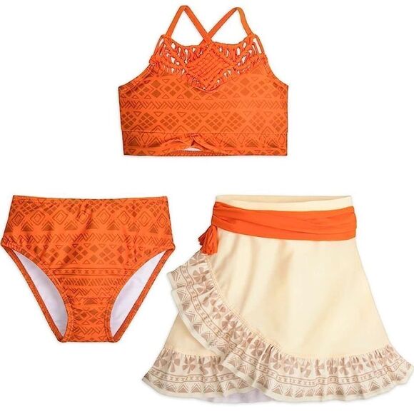 Disney Store Moana Deluxe Swimsuit for Girls 3 pc Set